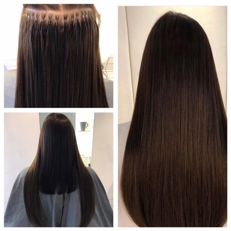Medium long hair being extended using Easilocks system step by step at the klinik salon by Leyla.