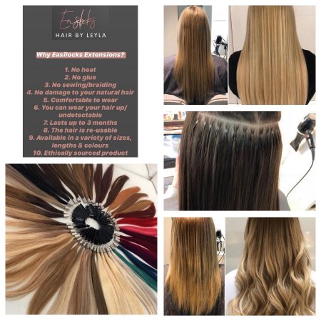 Images of how Easilocks extensions are applied at the klinik hairdressing London