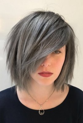 Hair pre lightened and then coloured into a steel grey using Schwarzkopf colours and Olaplex, done by Thea at the klinik hairdressing London