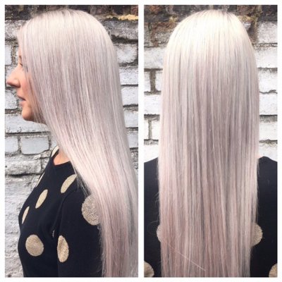 Coloured hair by highlighting the hair using foils and after add an ashy tone throughout by Leyla at the klinik salon Islington