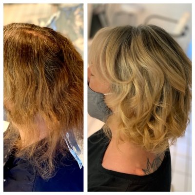 Lady with copper to changed blonde at the klinik salon London