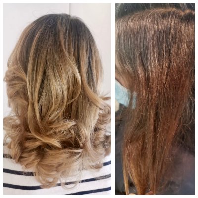A before and after done by Corina at the klinik salon London 