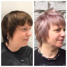 Coloured brown hair has been pre lightened using Wella and Olaplex to keep hair in top condition throughout.